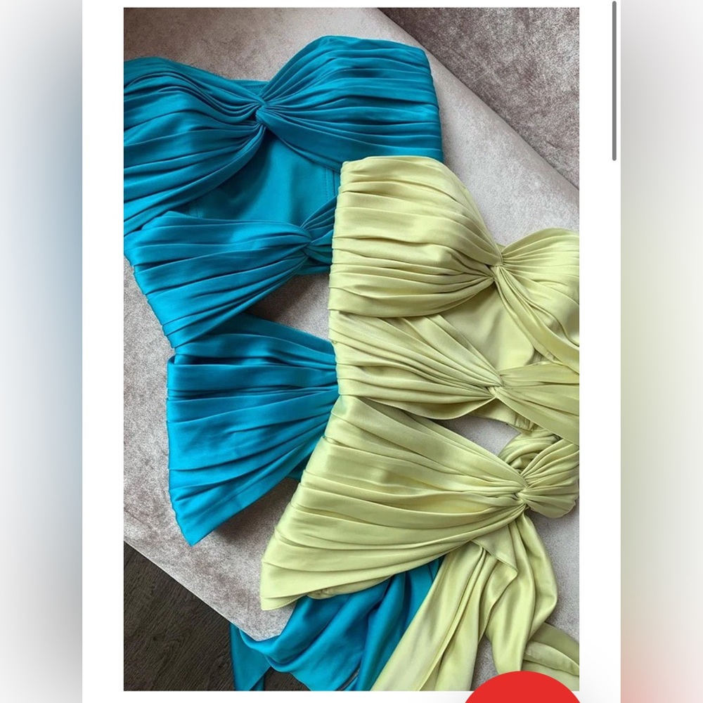 New Stolen Studios 3 Carats silk satin tie up top Bustier blue XS